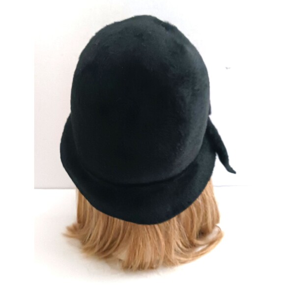 VTG Monterey Blk Fur Felt Bell Cloche Hat Made in Italy for Filenes O/S main image 5